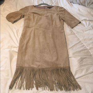 Tan suede & fringe dress
